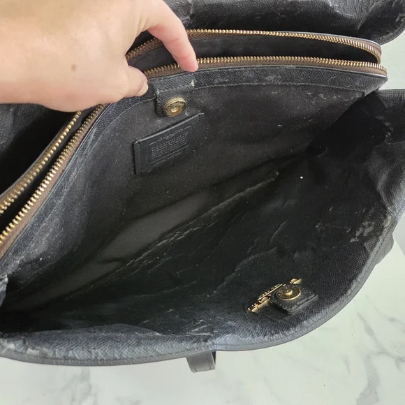 Coach Signature Tote Bag Brown and Black - Picture 13 of 16